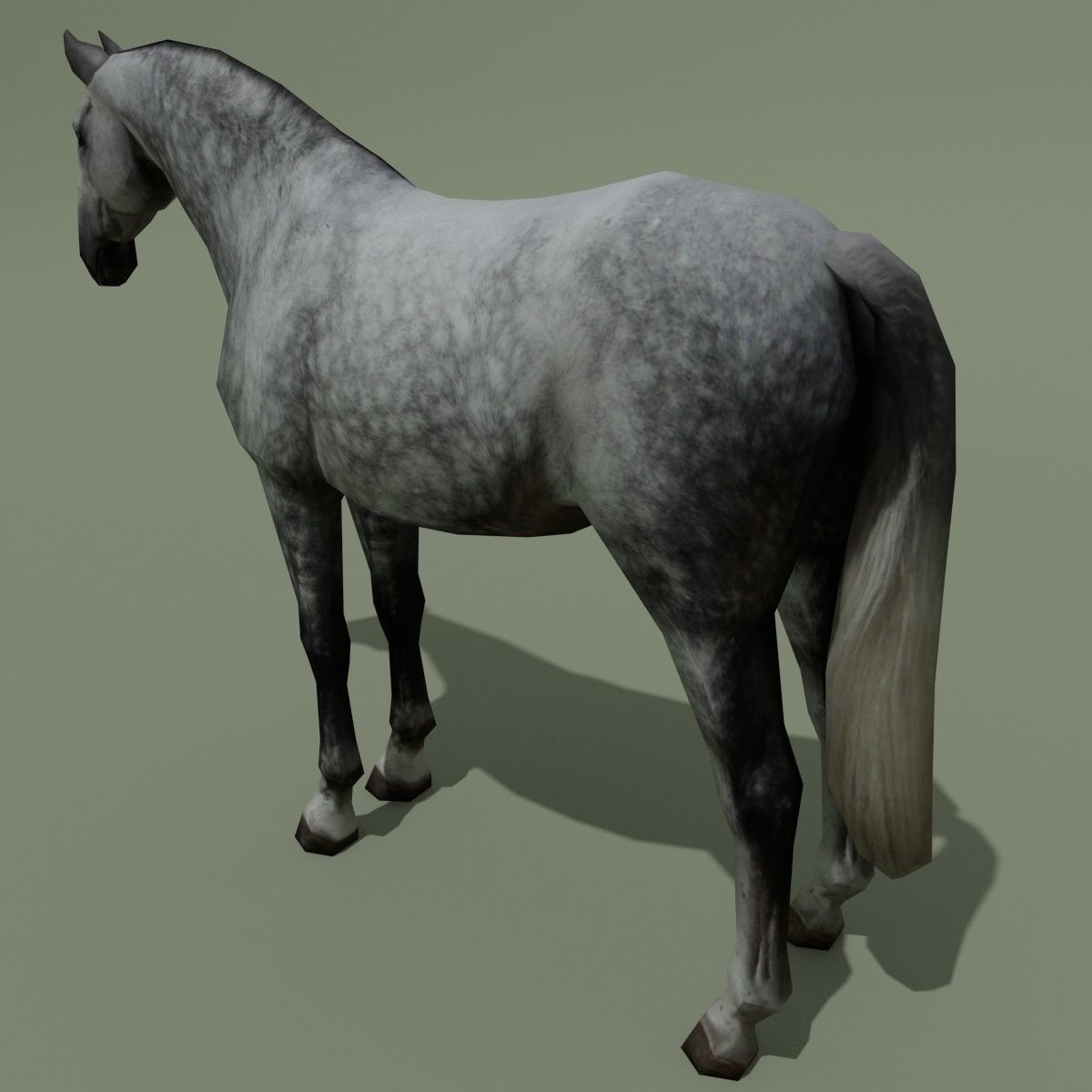 LowPoly Horse B Dapple grey Low-poly 3D model_4