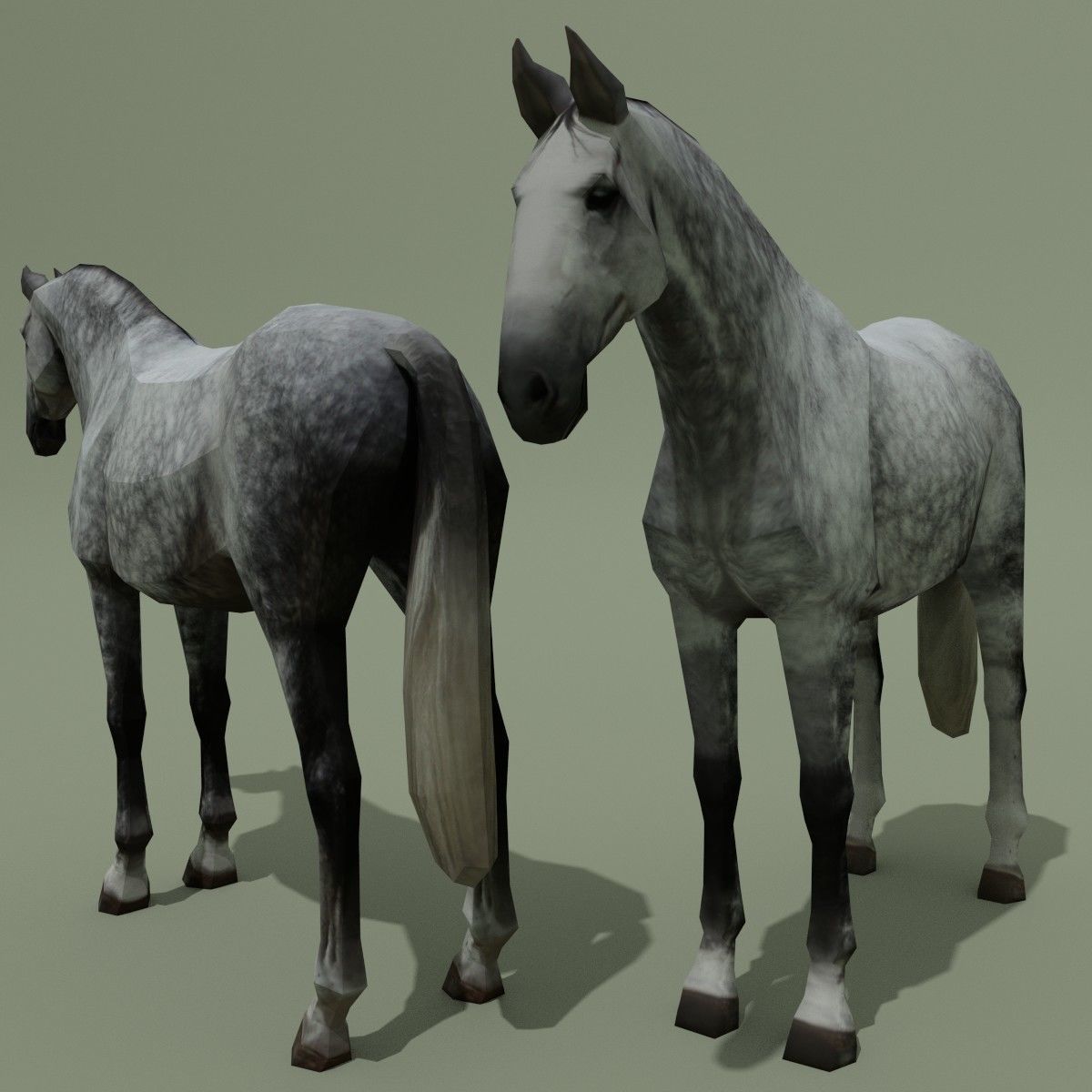 LowPoly Horse B Dapple grey Low-poly 3D model_6