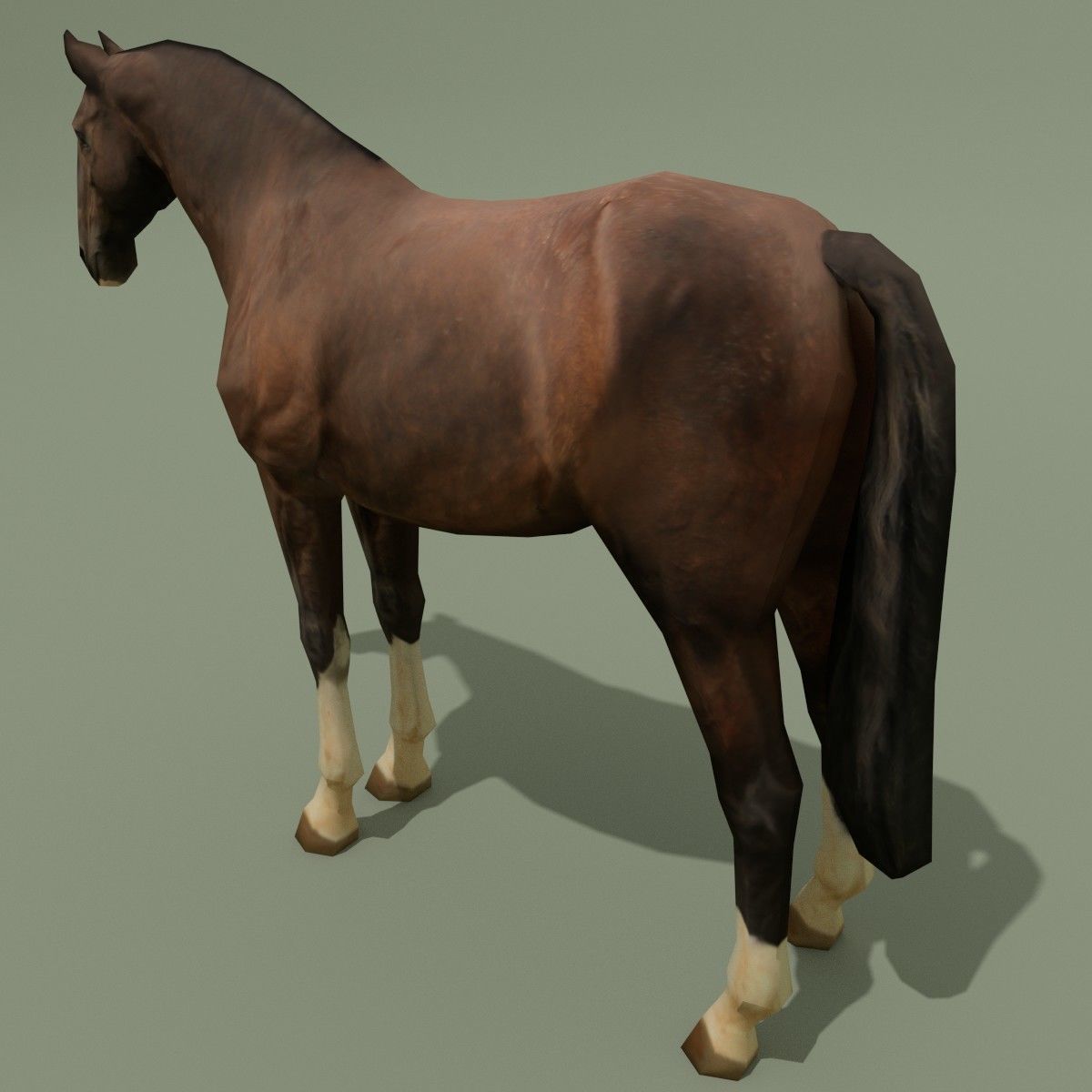 LowPoly Horse C Liver Chestnut Low-poly 3D model_4