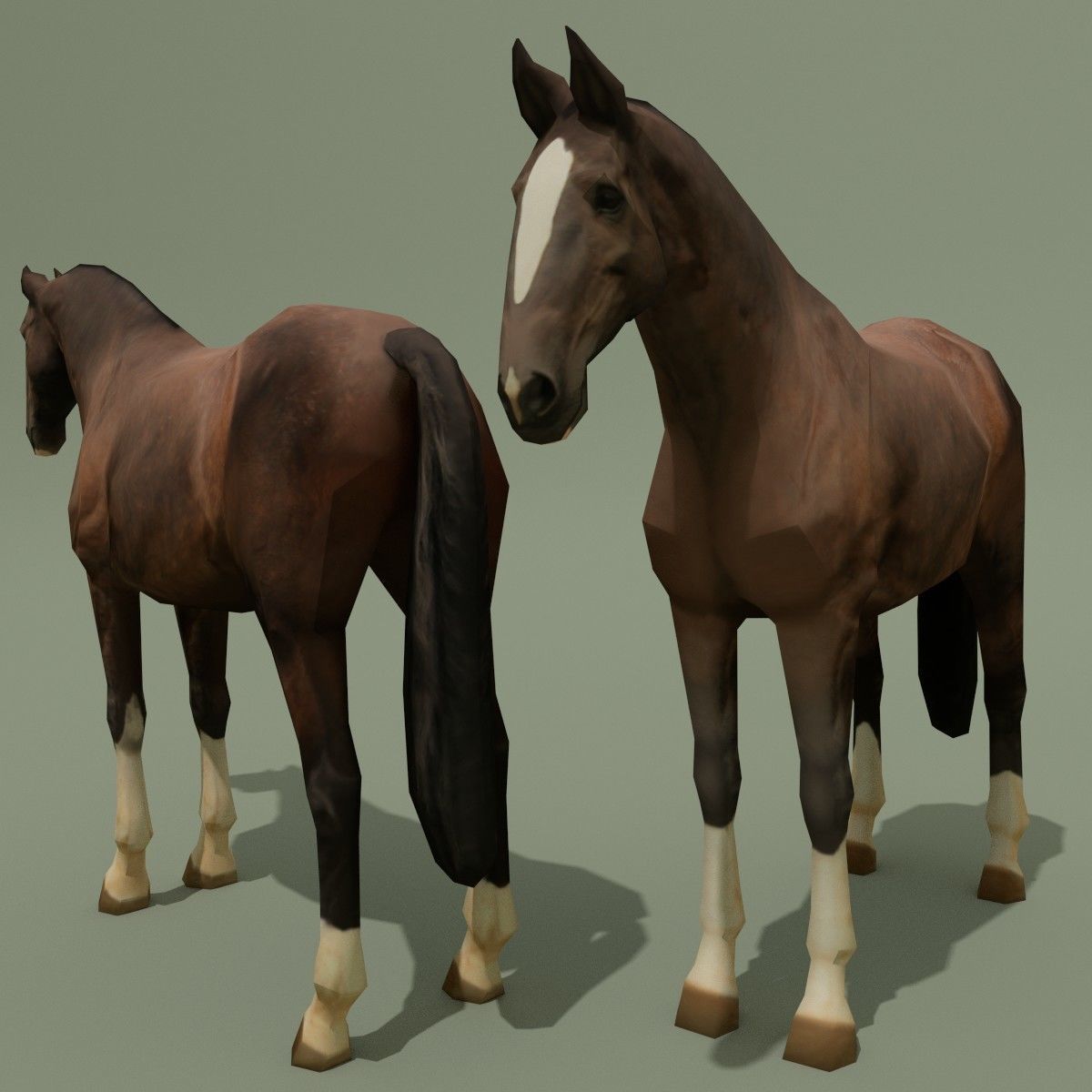 LowPoly Horse C Liver Chestnut Low-poly 3D model_6