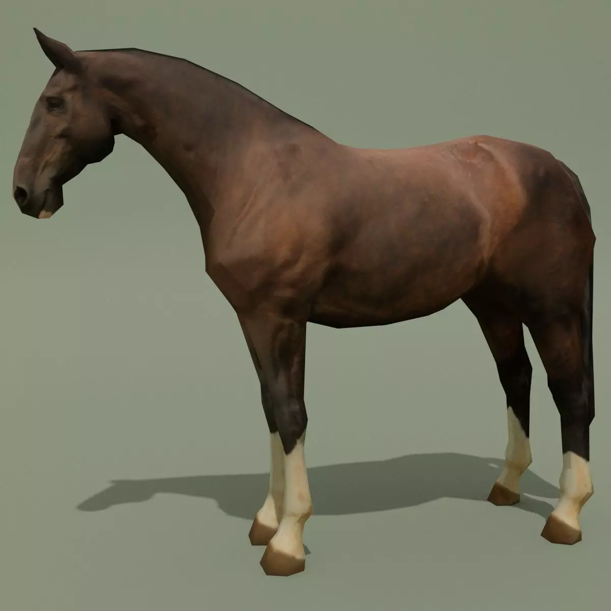 LowPoly Horse C Liver Chestnut Low-poly 3D model_0