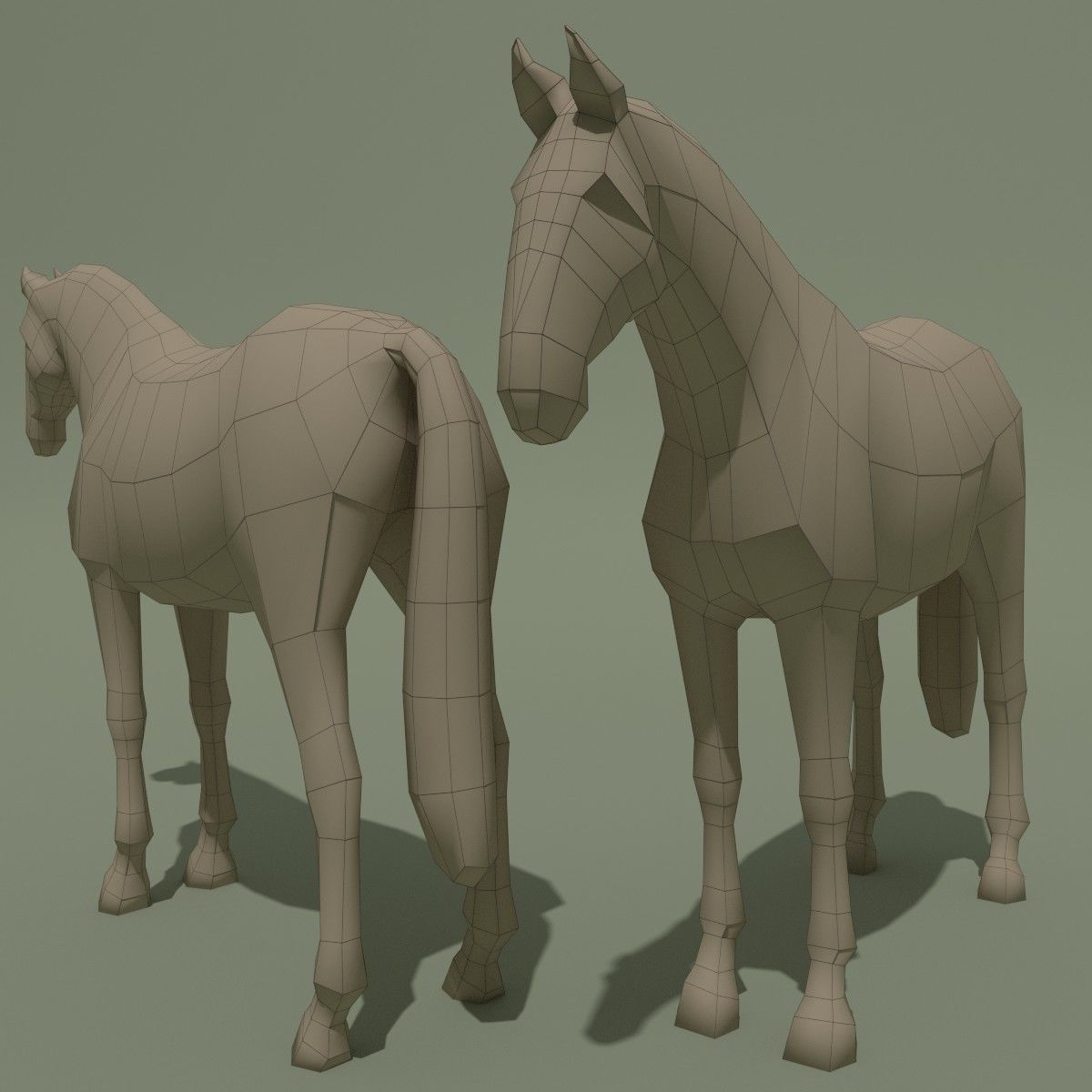 LowPoly Horse C Liver Chestnut Low-poly 3D model_12