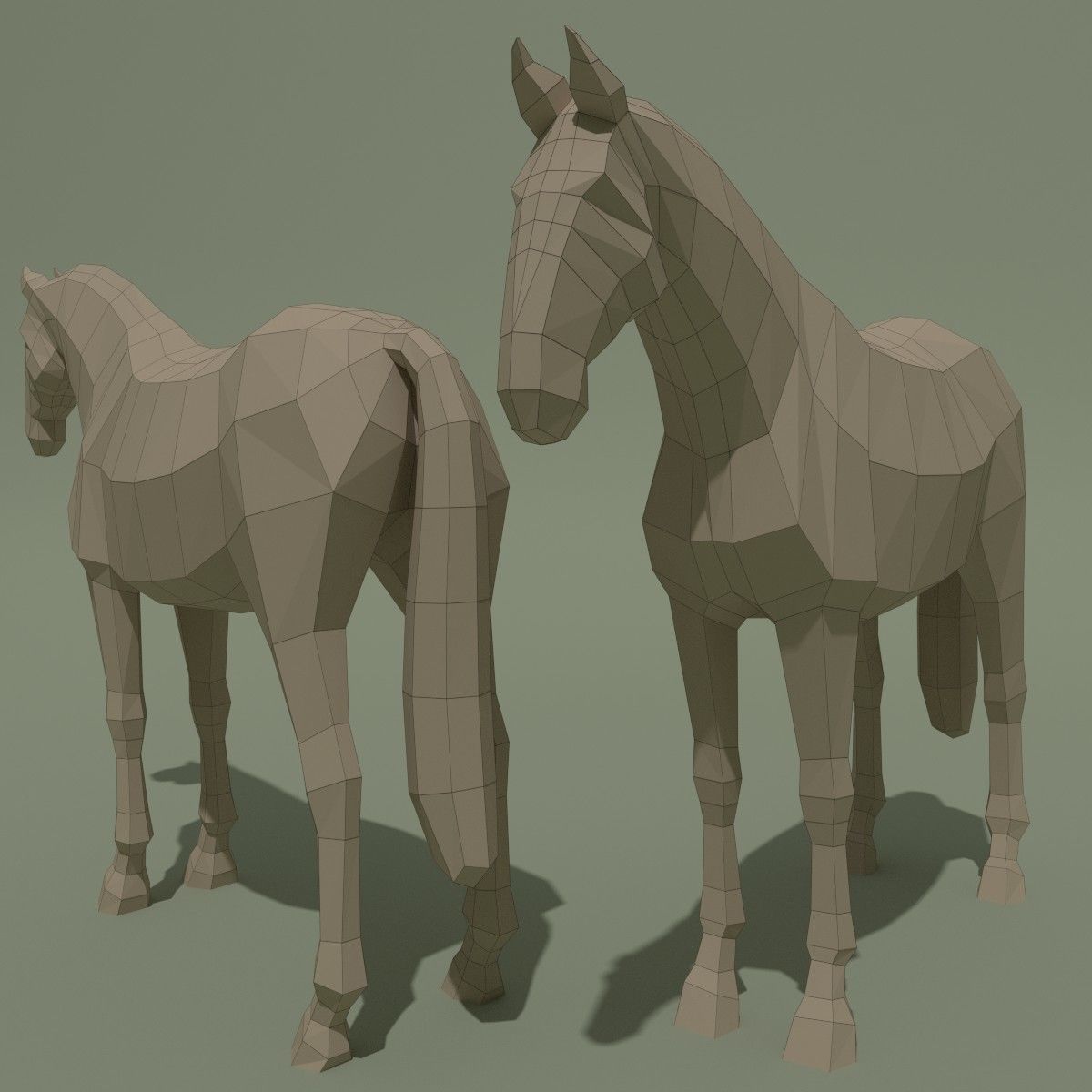 LowPoly Horse C Liver Chestnut Low-poly 3D model_11