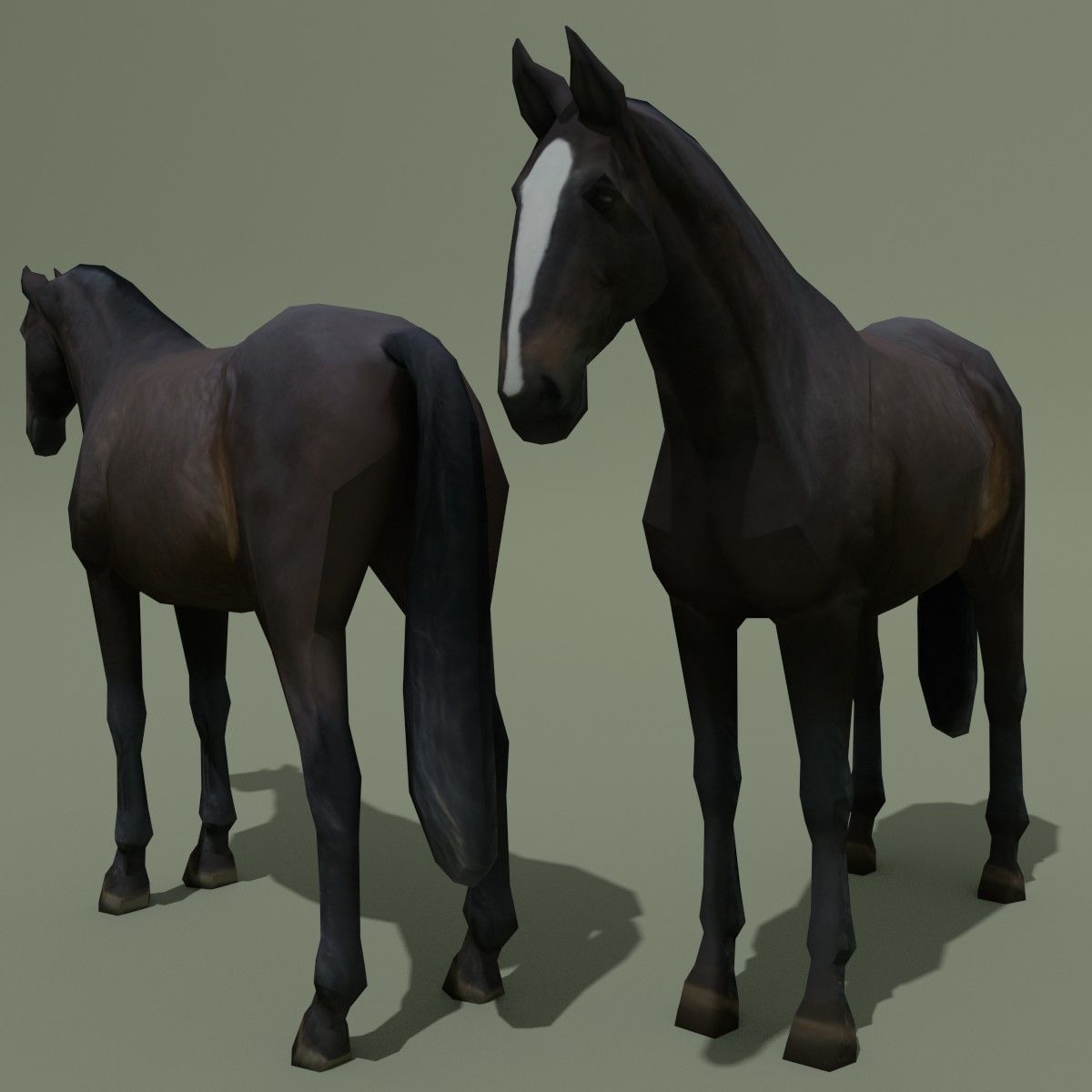 LowPoly Horse E Dark Bay Low-poly 3D model_6