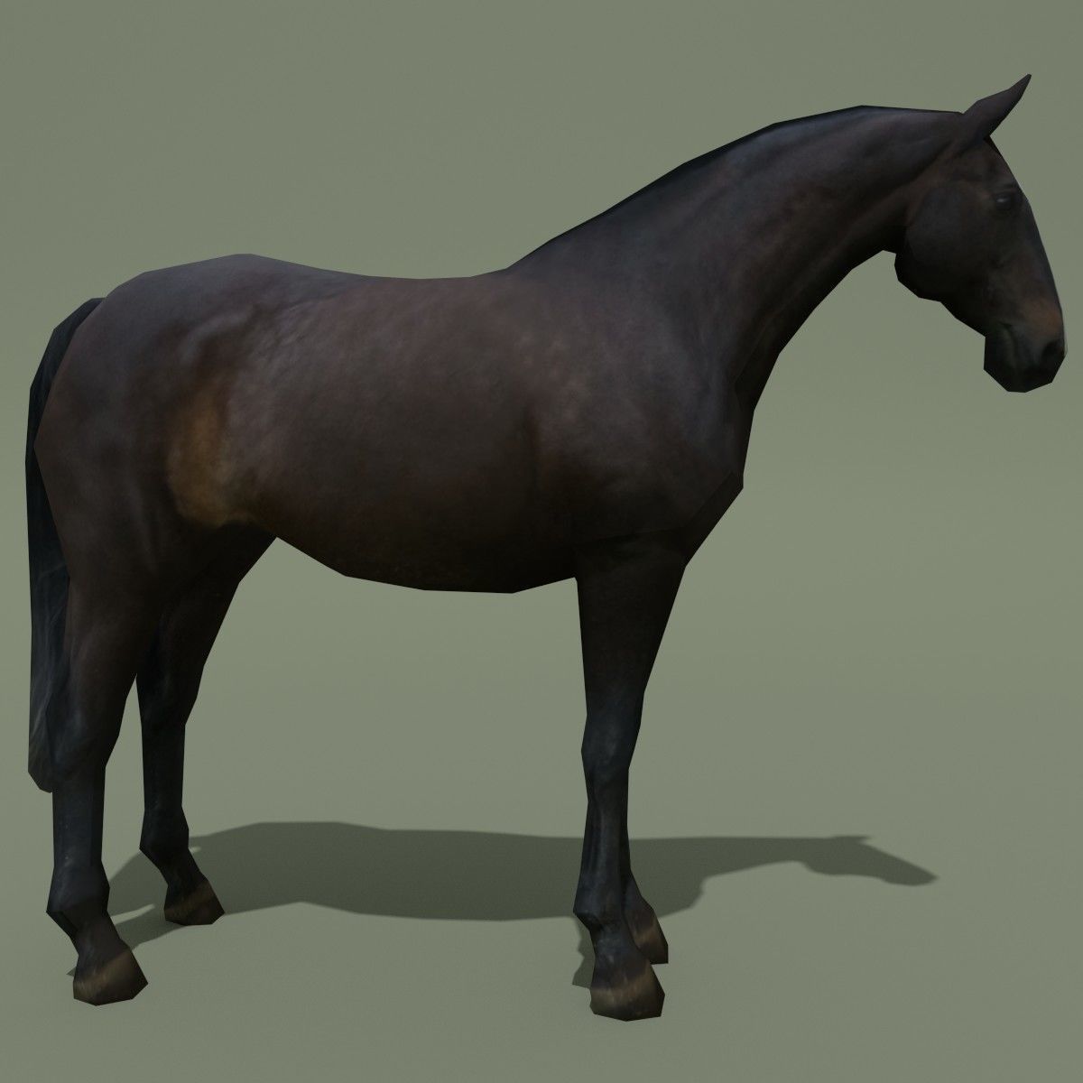LowPoly Horse E Dark Bay Low-poly 3D model_2