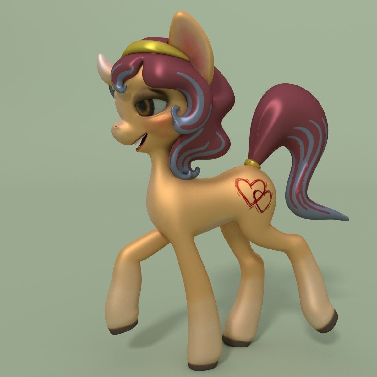Animated Cartoon Unicorn 3D model_2