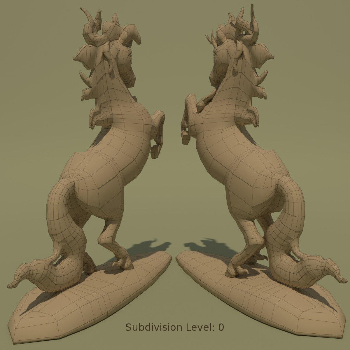 Unicorn Statuette 2F 3D model_7