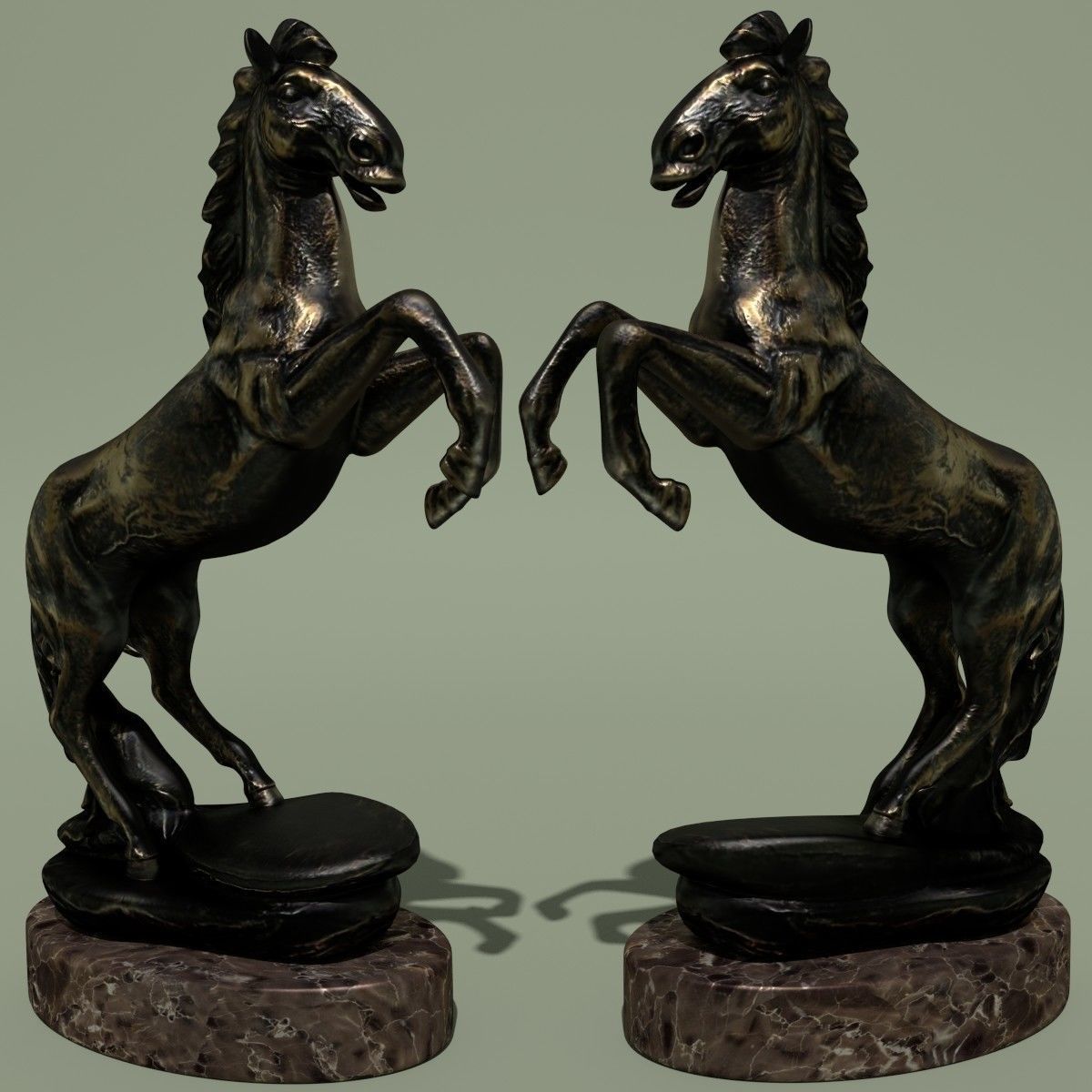 Horse Statuette 2D 3D model_1