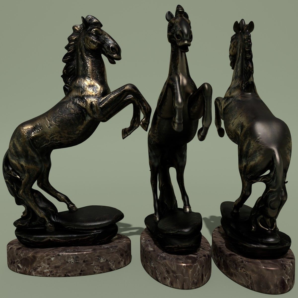 Horse Statuette 2D 3D model_3