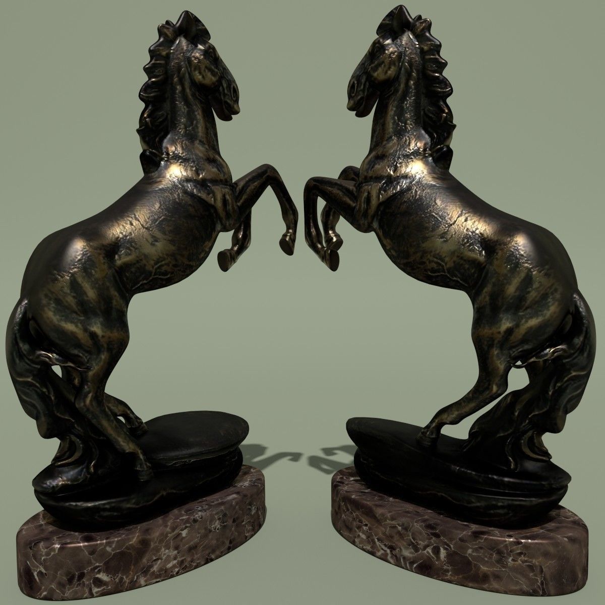 Horse Statuette 2D 3D model_2