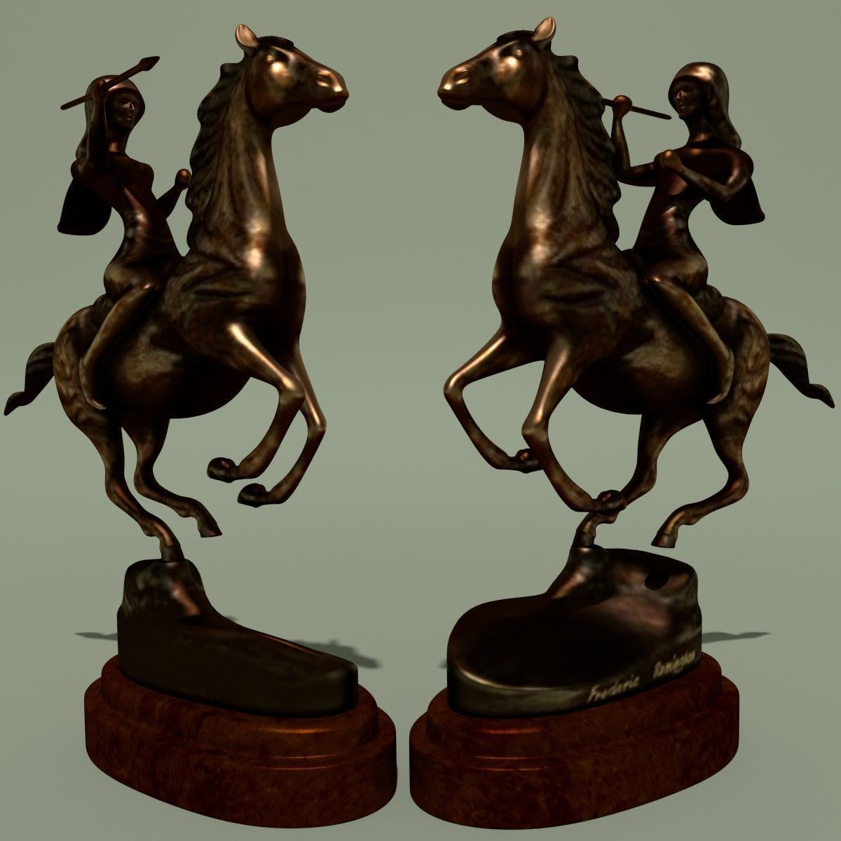 Horse Statuette 2E 3D model_1
