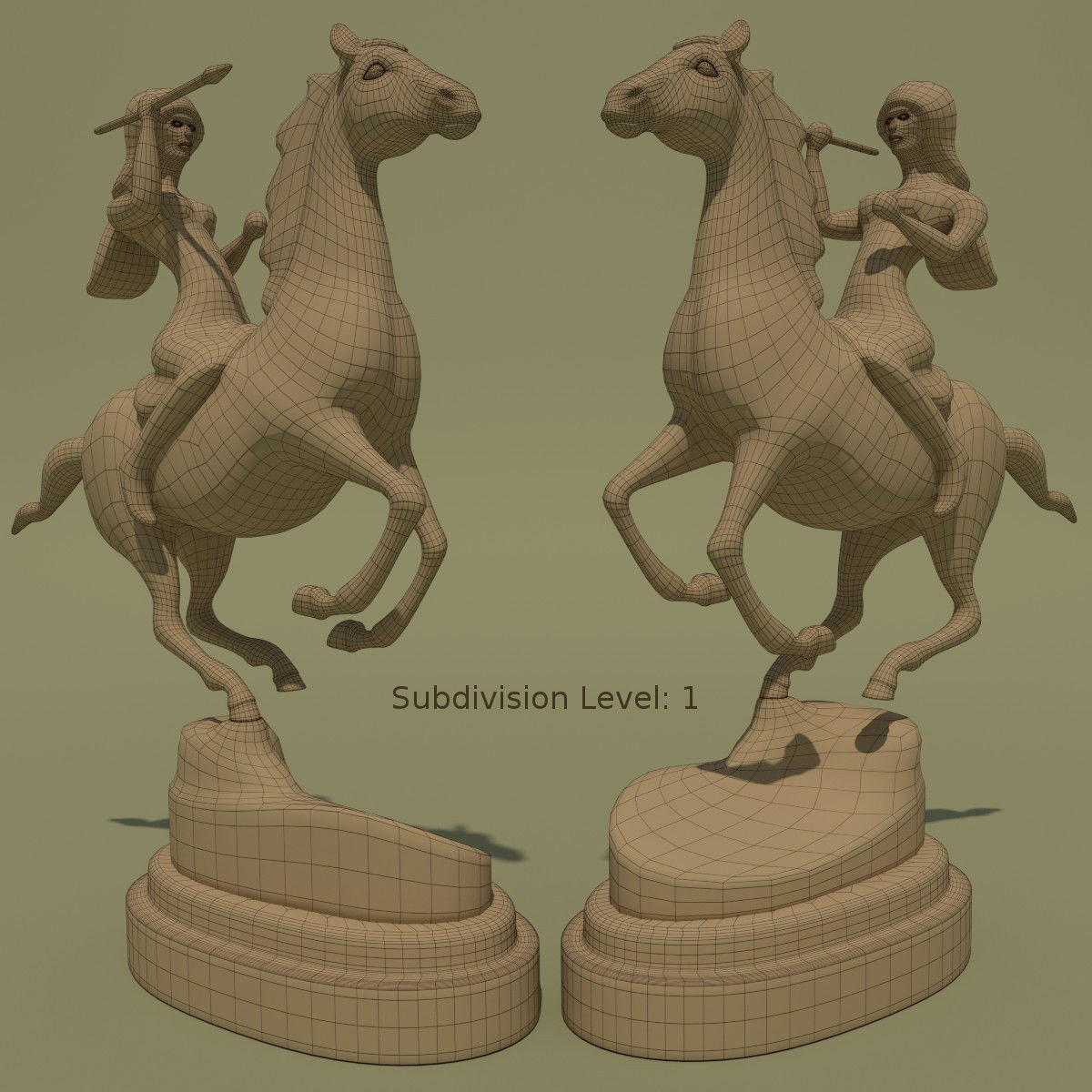 Horse Statuette 2E 3D model_5