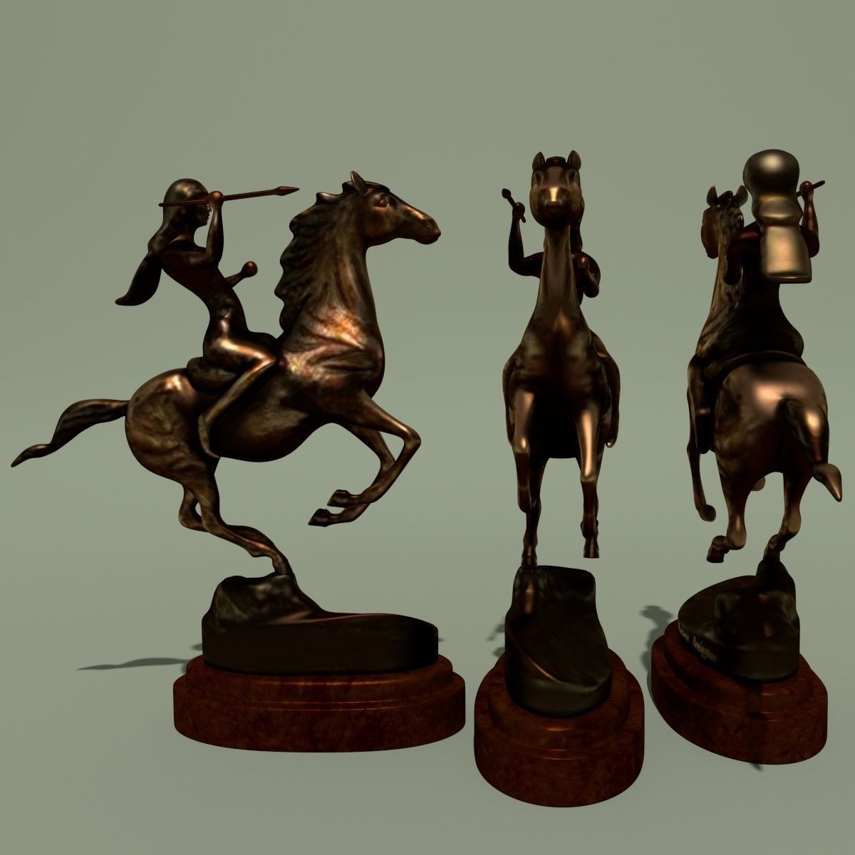 Horse Statuette 2E 3D model_3