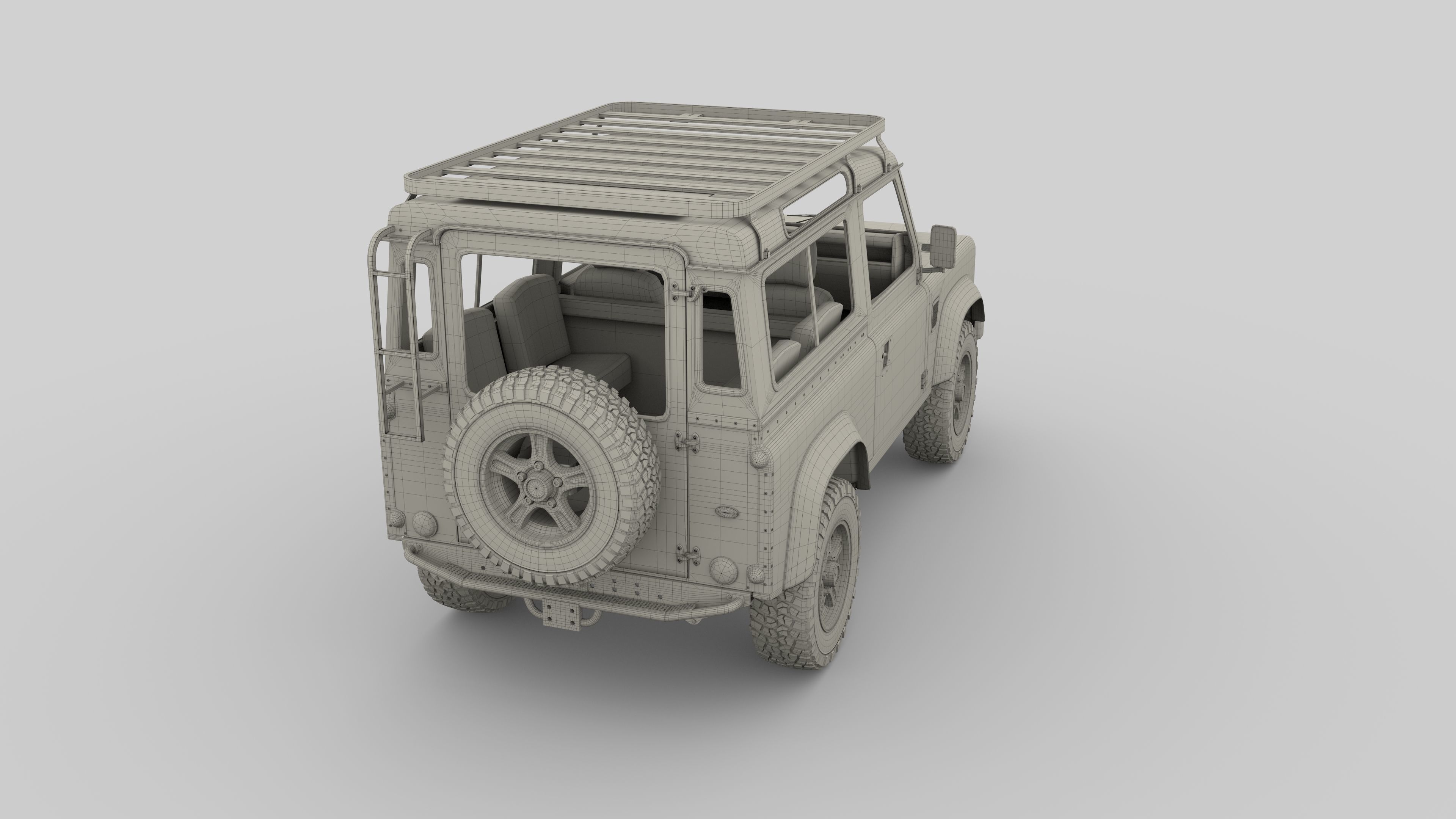 1985 Land Rover Defender 90 with interior ver 7 3D model_24