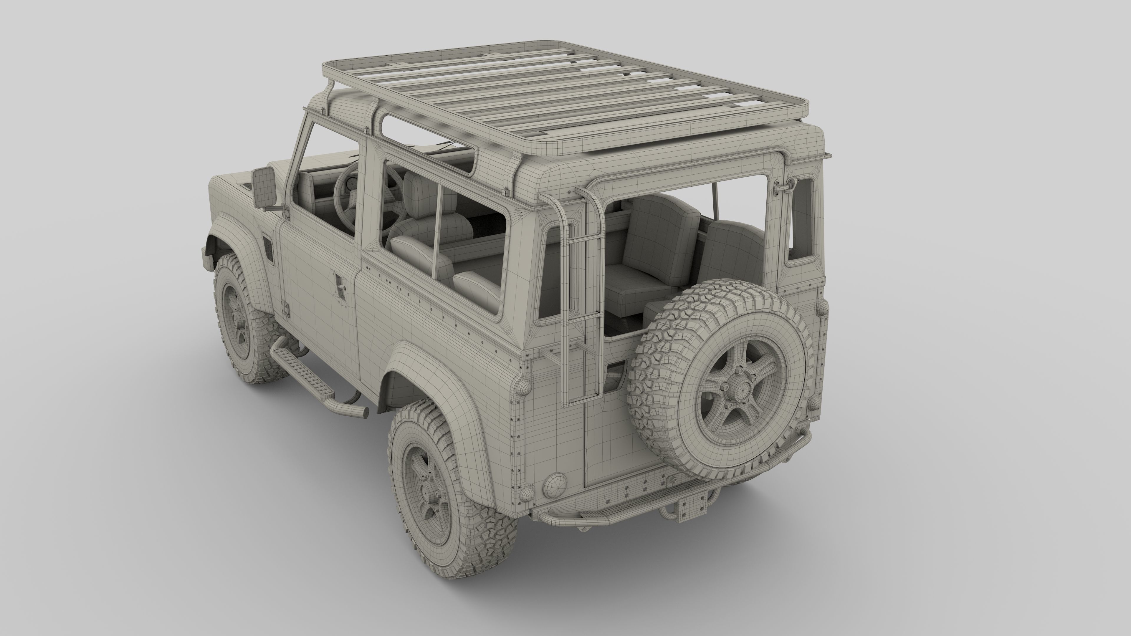 1985 Land Rover Defender 90 with interior ver 7 3D model_28