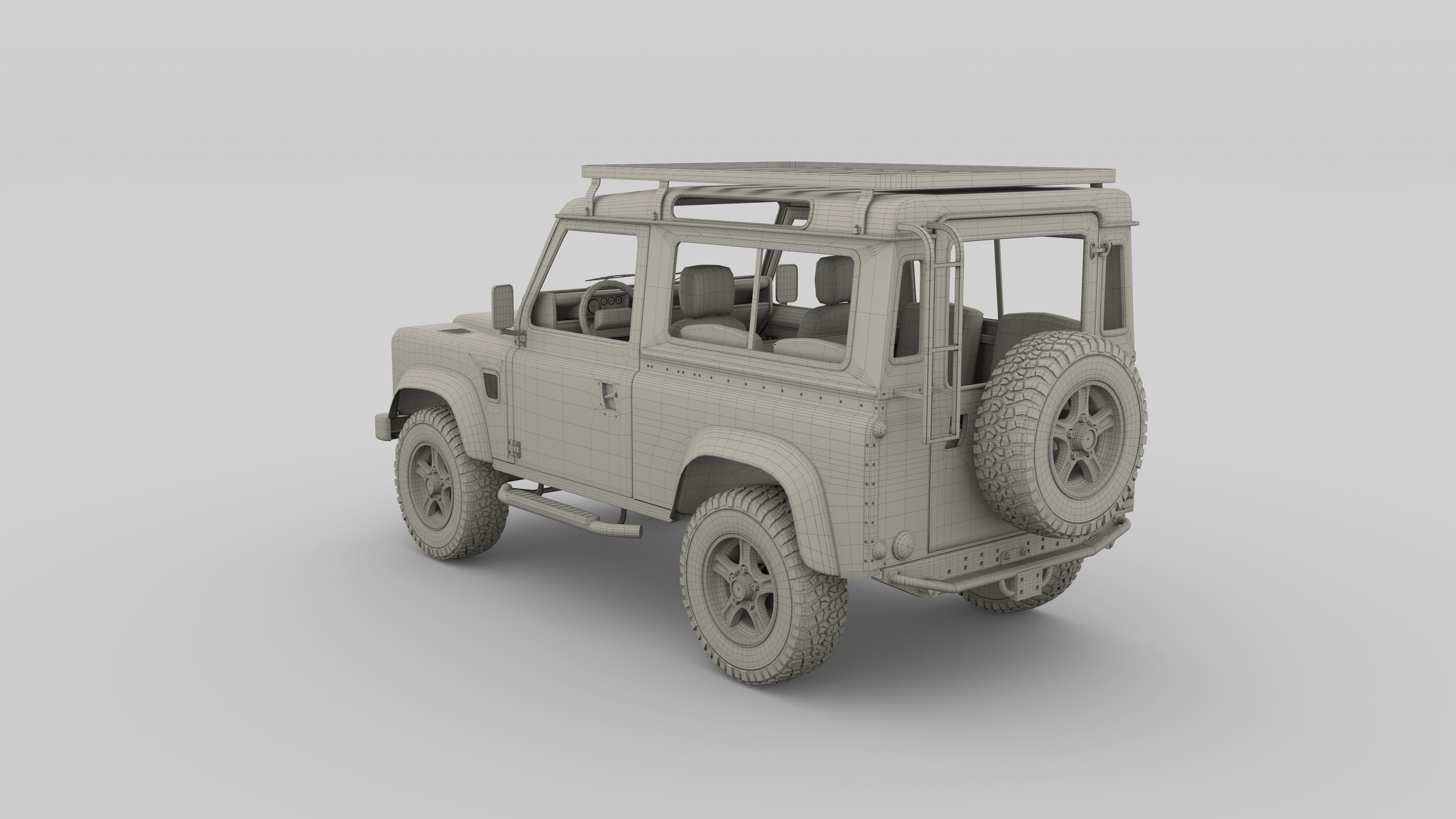 1985 Land Rover Defender 90 with interior ver 7 3D model_18