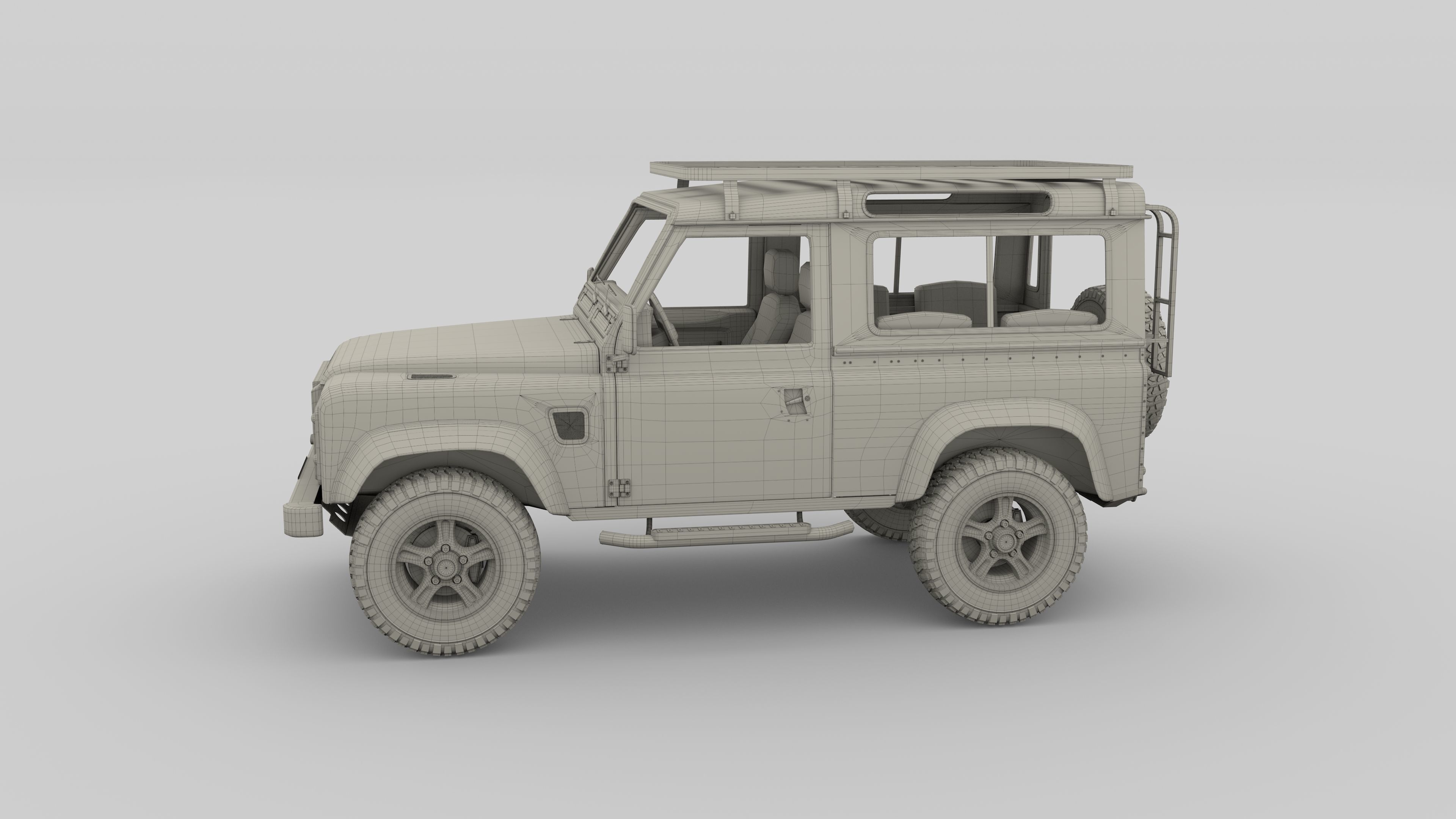 1985 Land Rover Defender 90 with interior ver 7 3D model_21