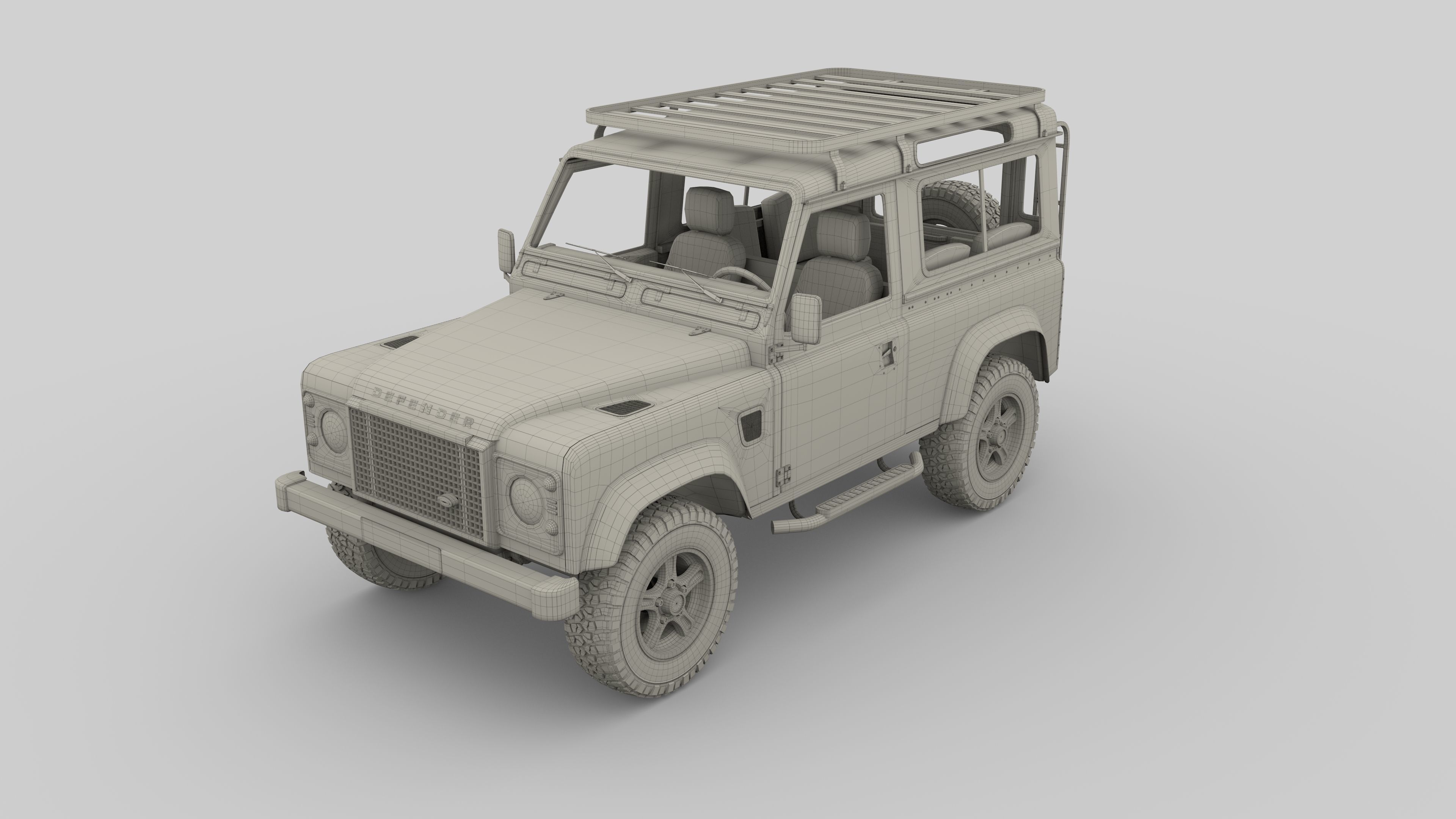 1985 Land Rover Defender 90 with interior ver 7 3D model_23