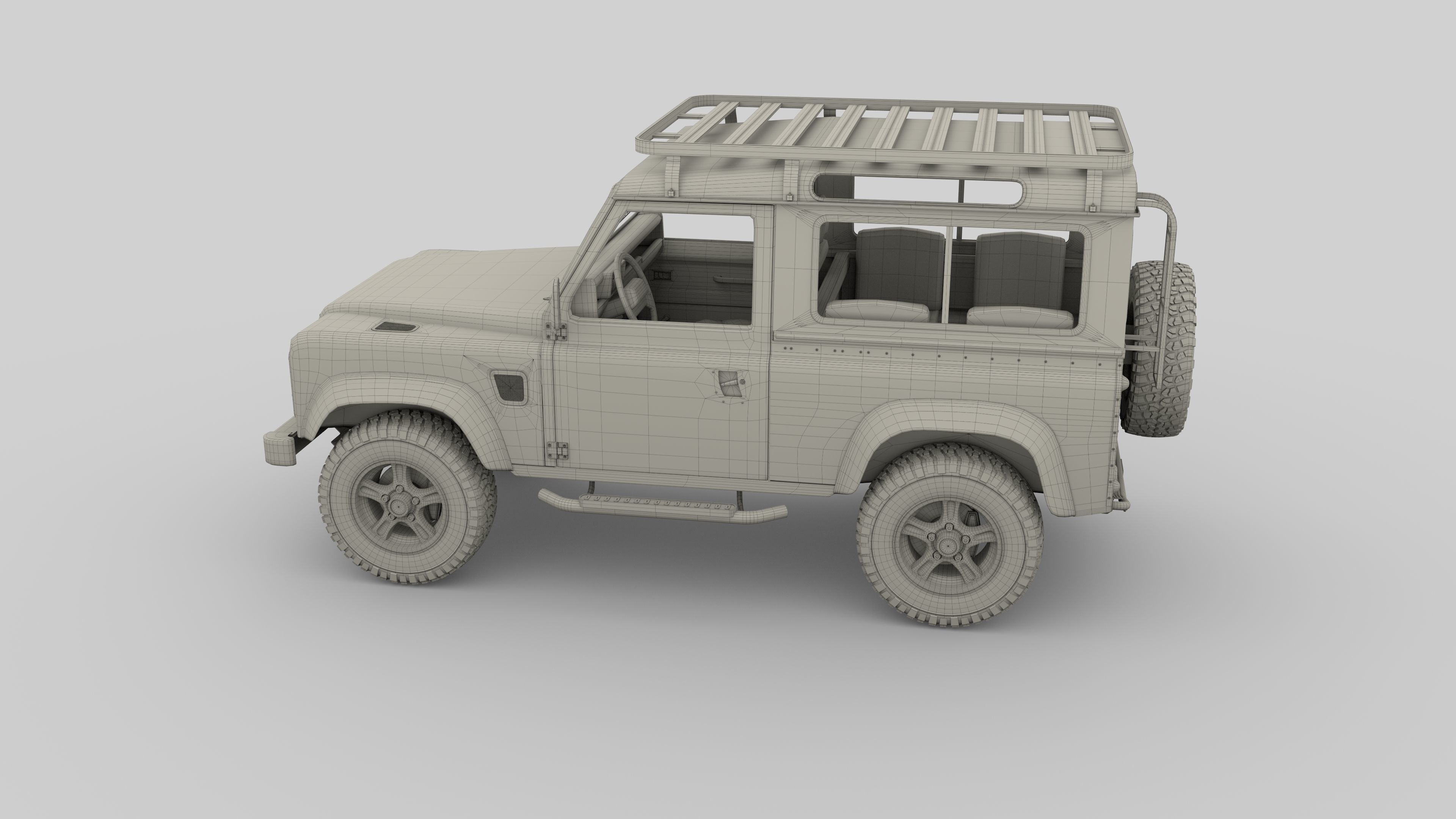 1985 Land Rover Defender 90 with interior ver 7 3D model_22