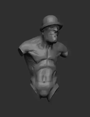 Reaper bust of man wearing hat 3D model