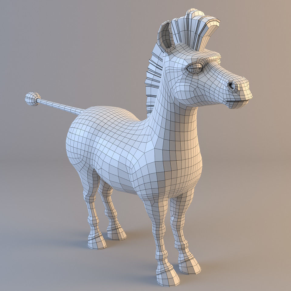 Cartoon Zebra 3D model_5
