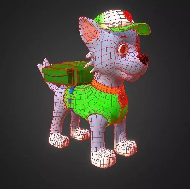 Cartoon low poly dog  Low-poly 3D model_0