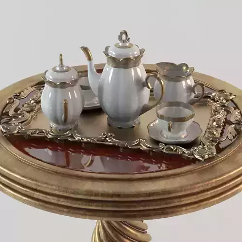 Service tea set on table