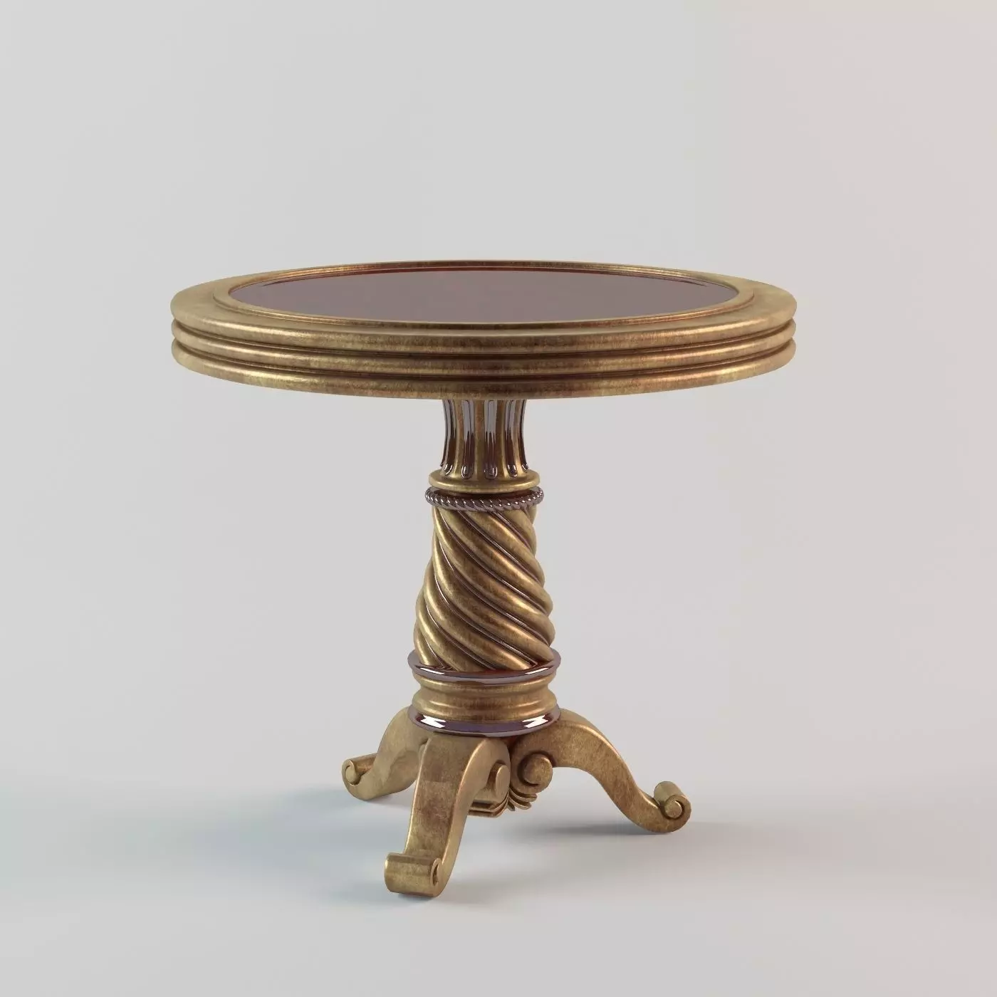 Table gold with glass top 3D model_0