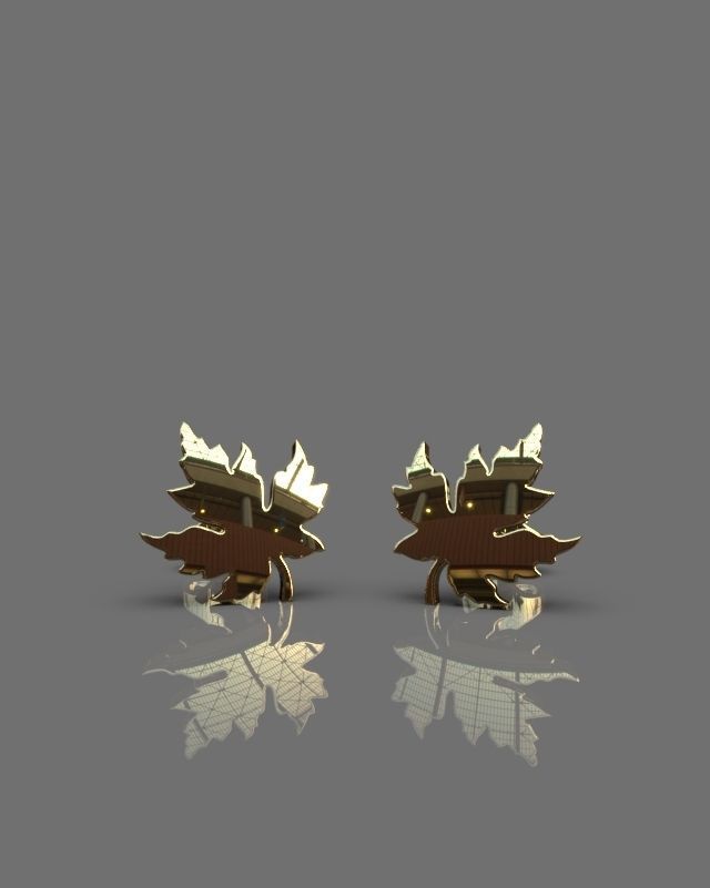 Maple leaf earrings 3D print model_9