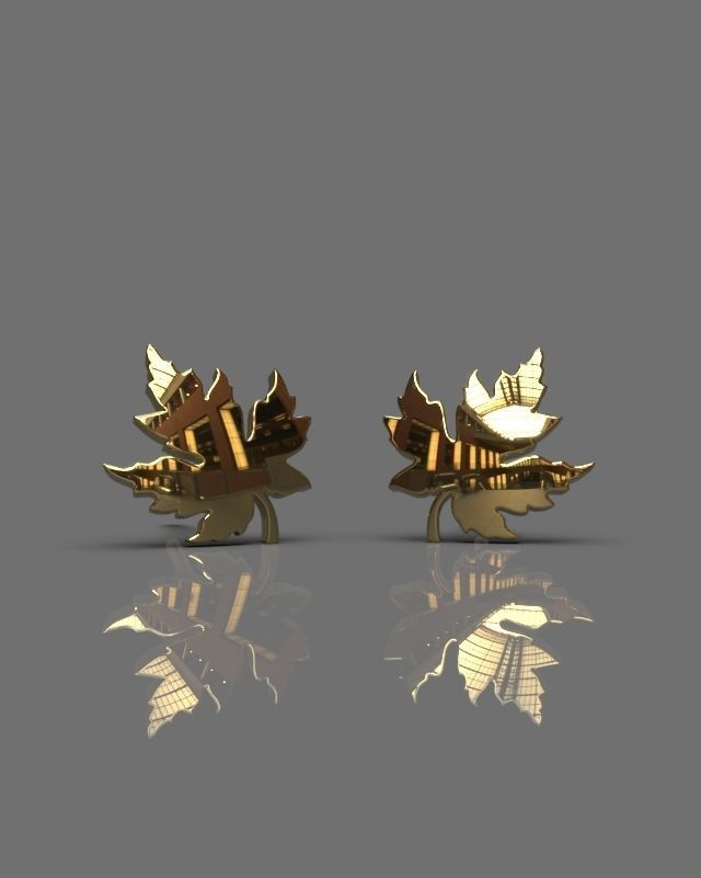 Maple leaf earrings 3D print model_3