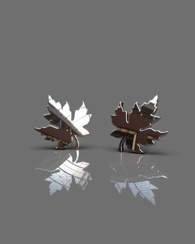 Maple leaf earrings 3D print model_4