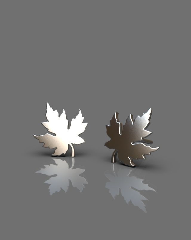 Maple leaf earrings 3D print model_12