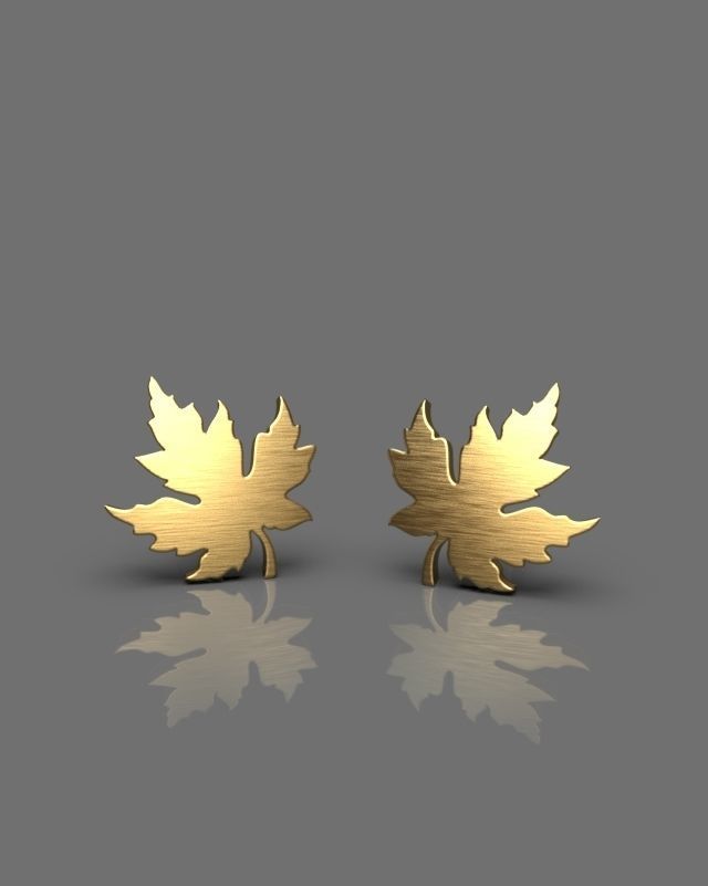 Maple leaf earrings 3D print model_10