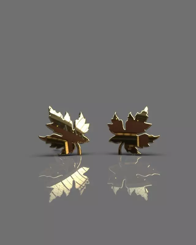 Maple leaf earrings 3D print model_0