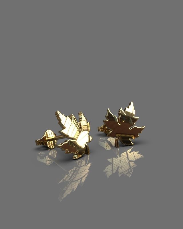 Maple leaf earrings 3D print model_1