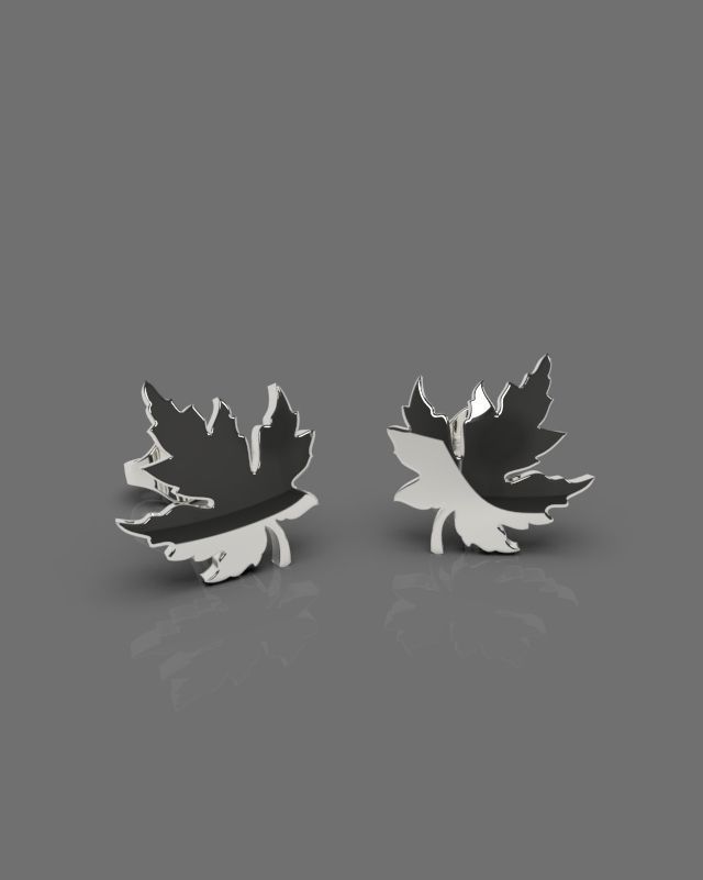 Maple leaf earrings 3D print model_5
