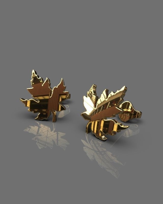 Maple leaf earrings 3D print model_2
