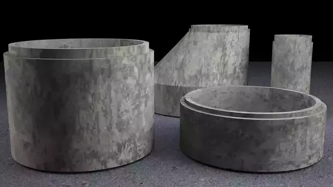 Concrete elements Low-poly 3D model