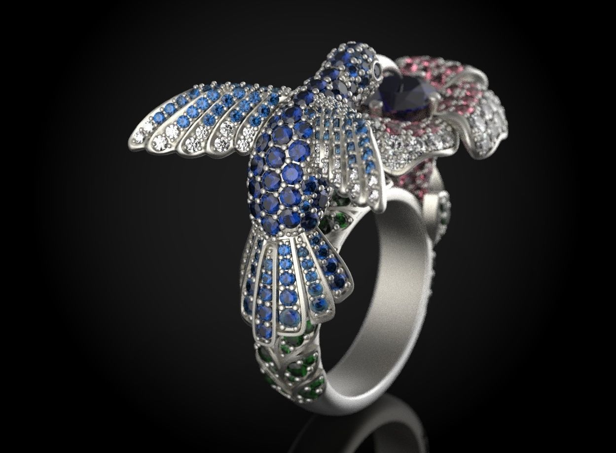 The Hummingbird Ring 3D print model_3