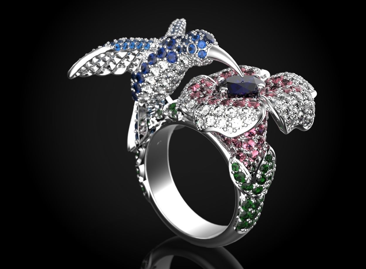 The Hummingbird Ring 3D print model_2