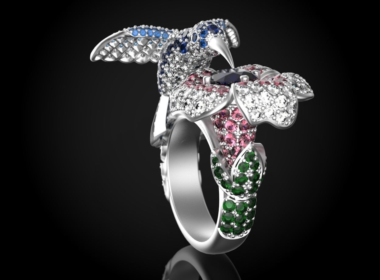 The Hummingbird Ring 3D print model_1