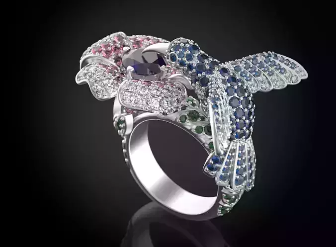 The Hummingbird Ring 3D print model