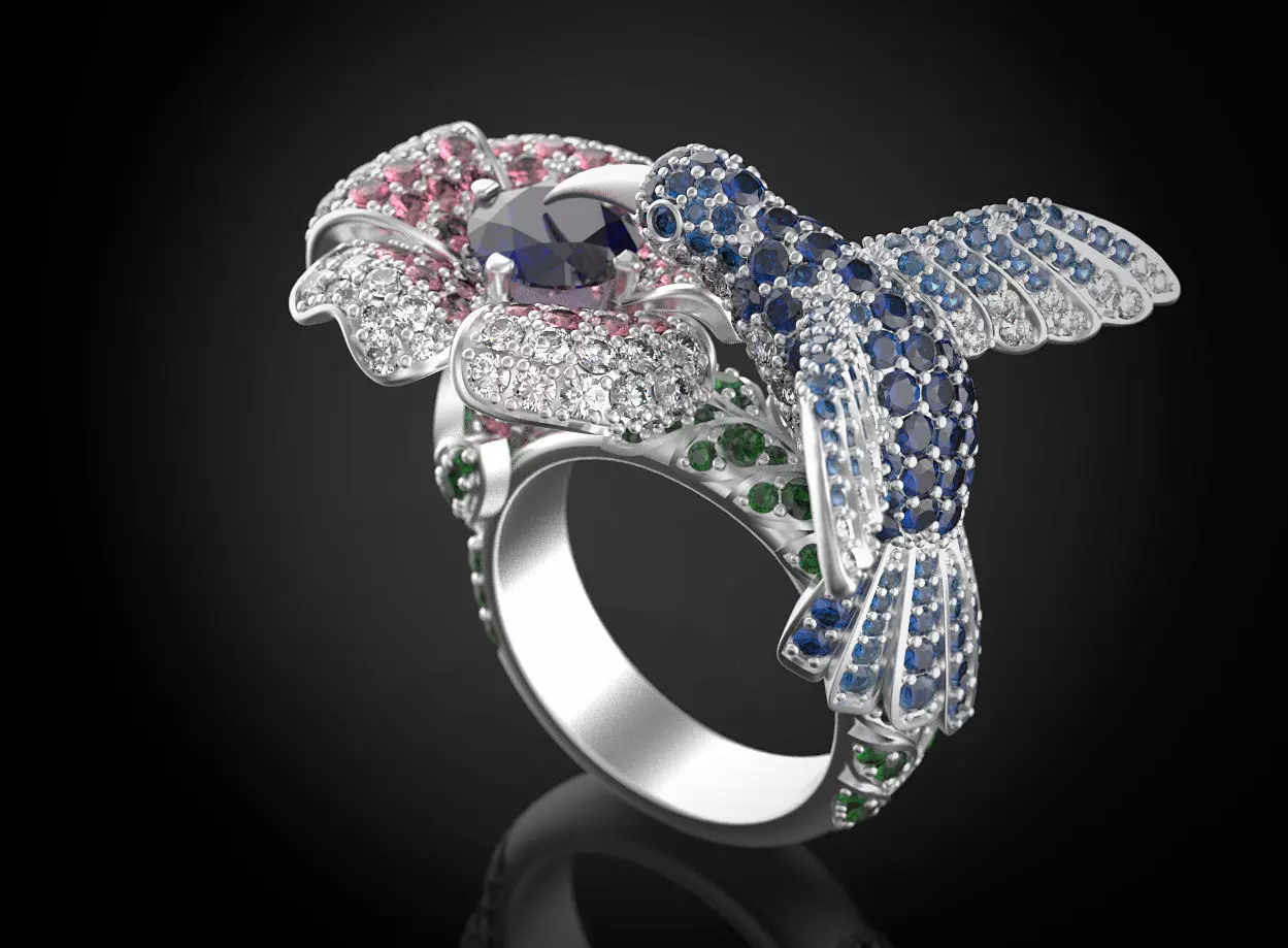 The Hummingbird Ring 3D print model_0