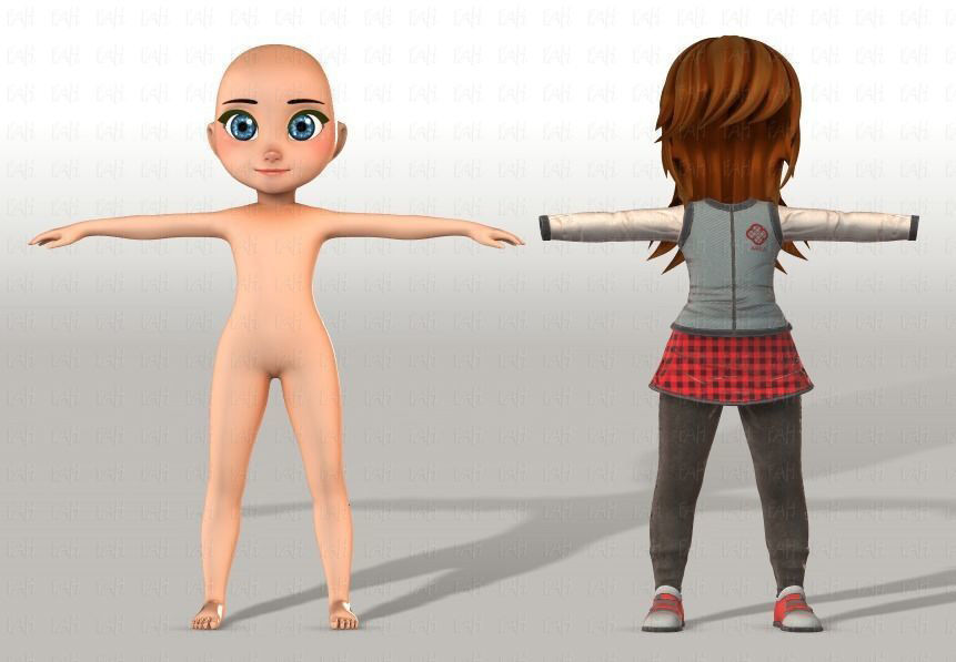 Girl 3D model V02 3D model_36