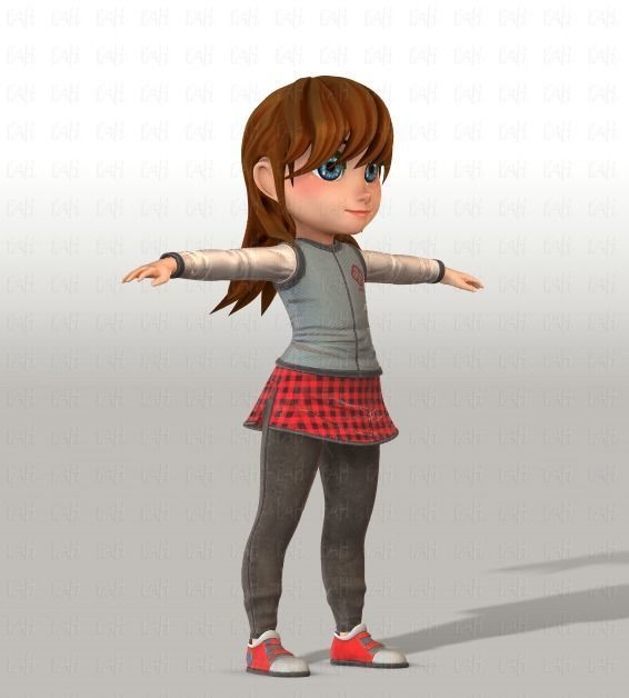 Girl 3D model V02 3D model_2