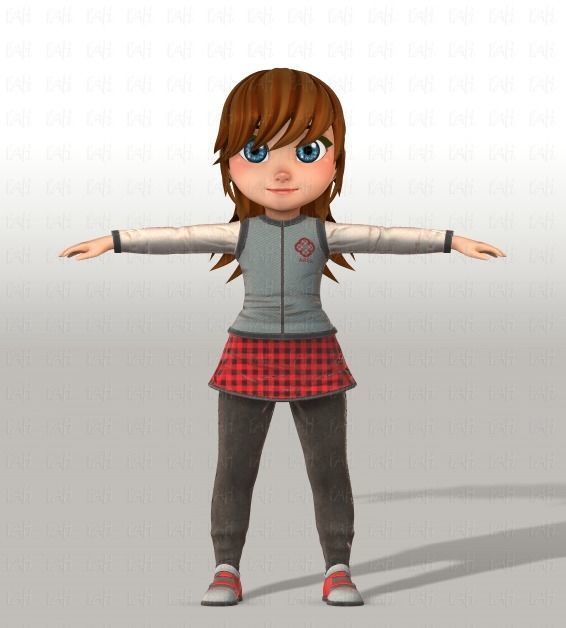 Girl 3D model V02 3D model_1