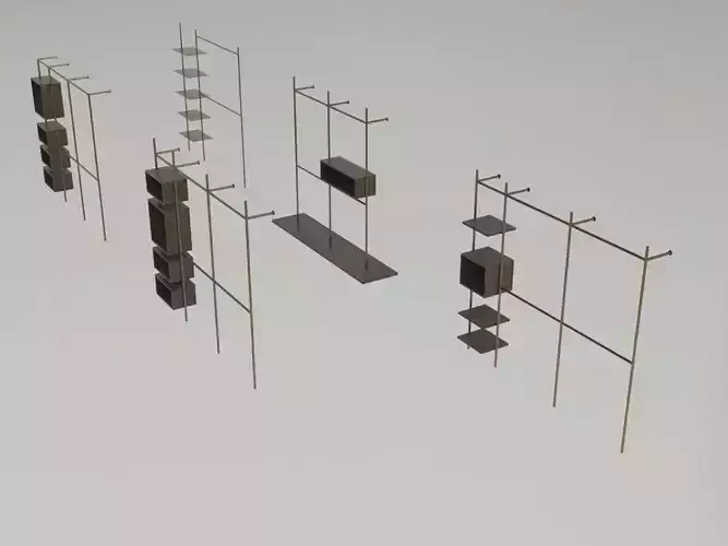 Modern Open Wardrobe Shelves Collection - 5 Items