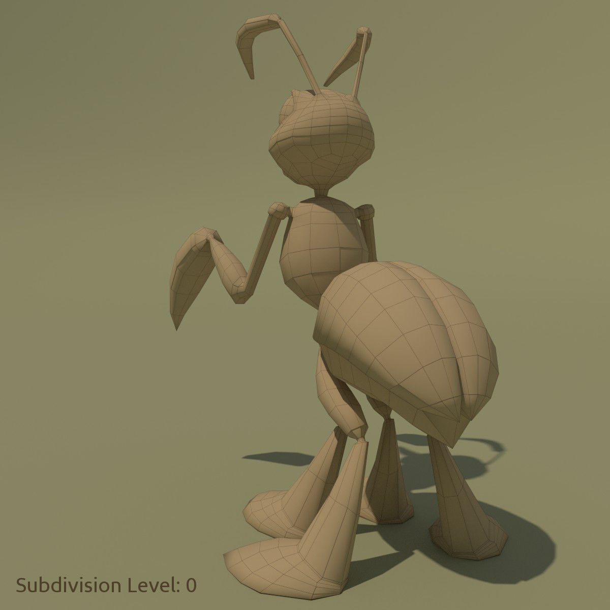 Rigged Cartoon Ant Brown 3D model_8