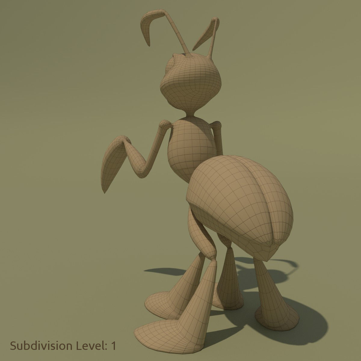 Rigged Cartoon Ant Brown 3D model_9