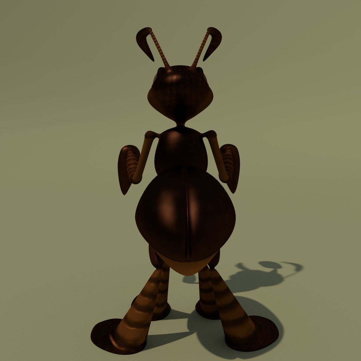Rigged Cartoon Ant Brown 3D model_3
